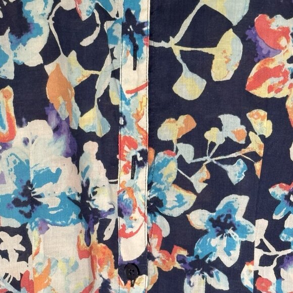 Coldwater Creek No Iron Top Womens Navy Beautiful Floral XL16 - Picture 2 of 14